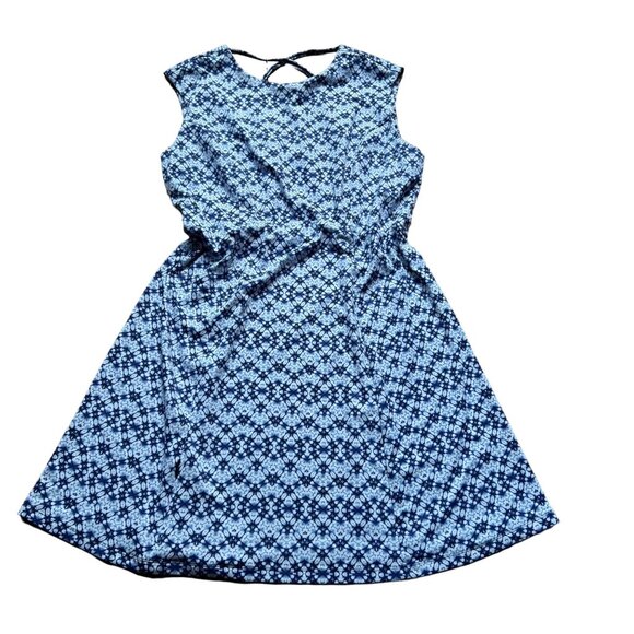 Title nine Dresses & Skirts - Title Nine Size L Tidal Wave Blue Diamalete Lattice Print Sleeveless Dress